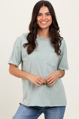 Sage Short Sleeve Front Pocket Tunic Top