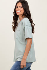 Sage Short Sleeve Front Pocket Tunic Top