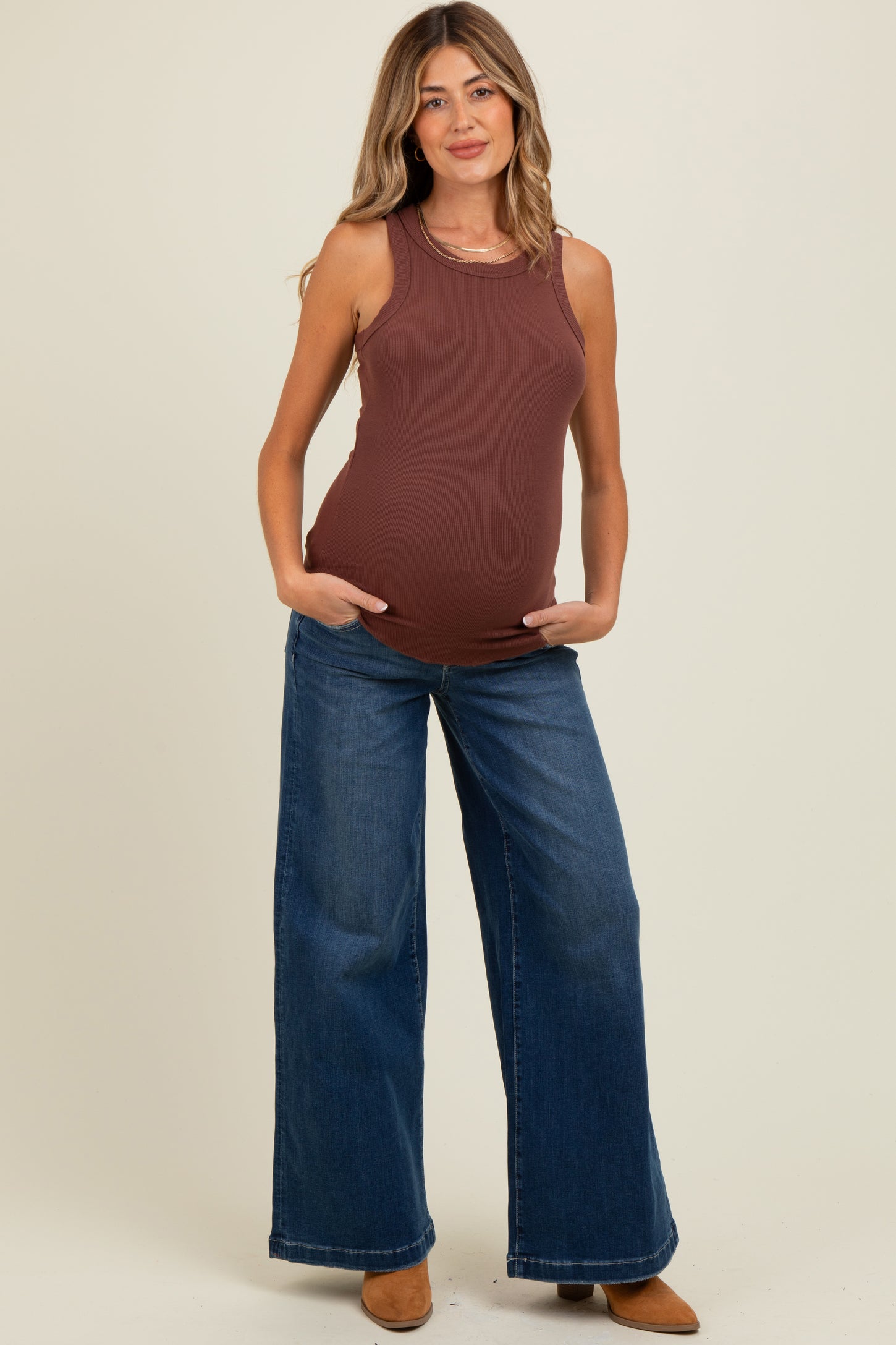 Navy Blue Super Wide Leg Maternity Jeans