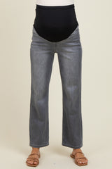 Charcoal Ankle Slim Wide Leg Maternity Jeans
