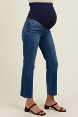 Navy Raw Hem Kick Flare Maternity Jeans