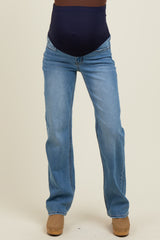 Blue Vintage Wash Straight Leg Maternity Jeans