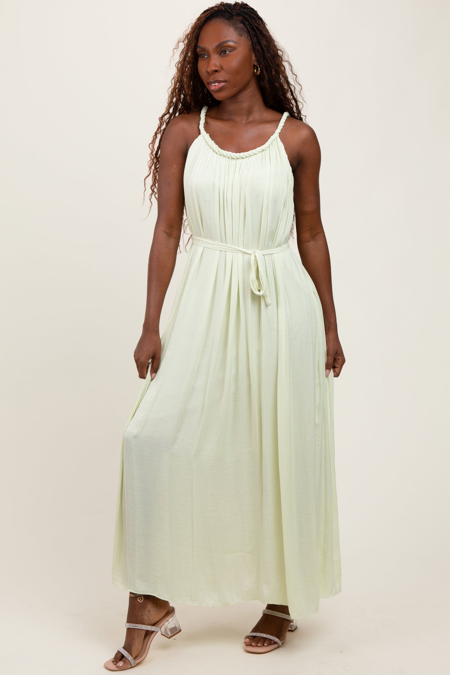 Light Mint Braided Neckline Maxi Dress Light Mint Braided Neckline Maxi Dress