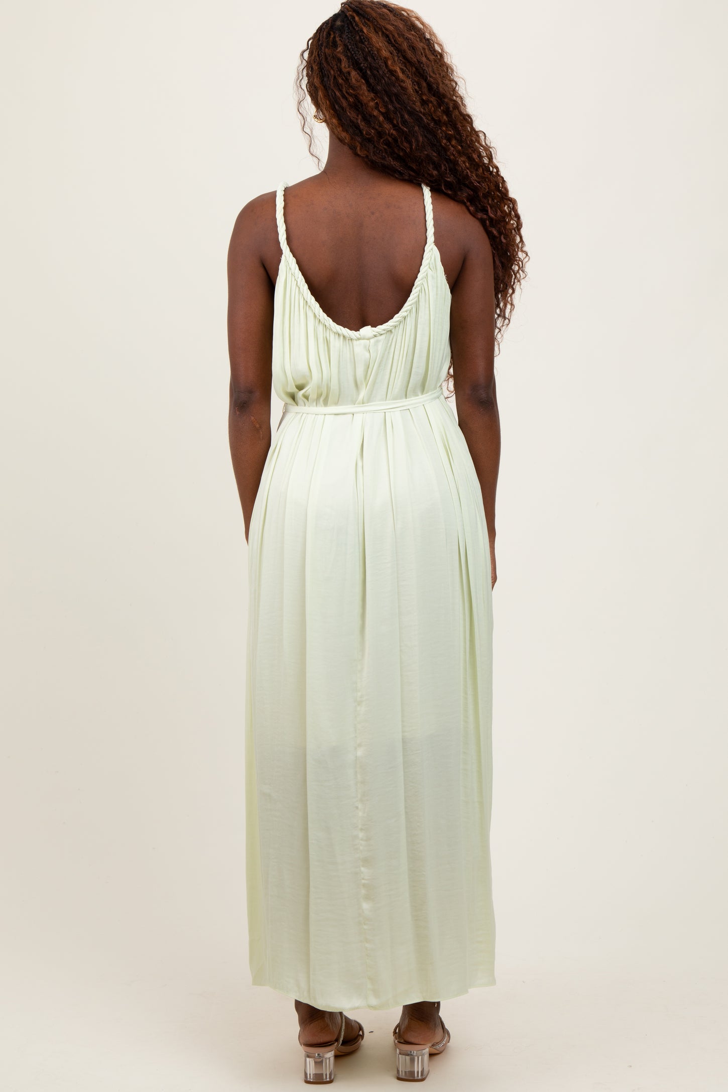 Light Mint Braided Neckline Maxi Dress