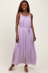 Lavender Braided Neckline Maternity Maxi Dress