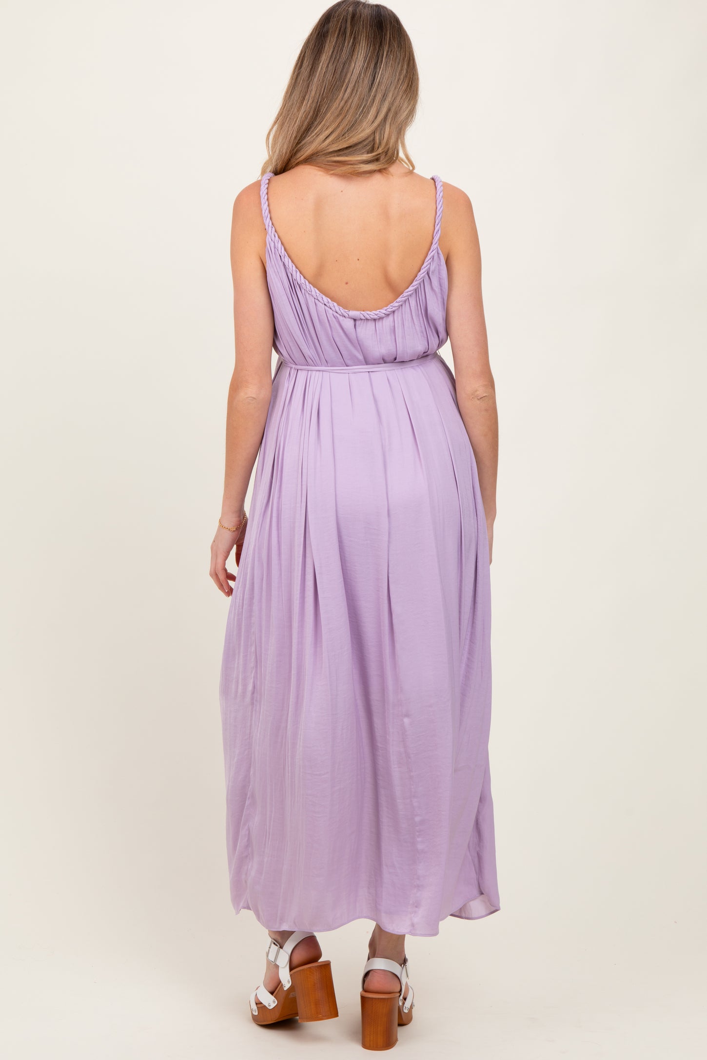 Lavender Braided Neckline Maternity Maxi Dress PinkBlush Lavender Braided Neckline Maternity Maxi Dress PinkBlush