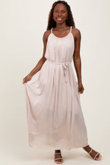 Cream Braided Neckline Maxi Dress
