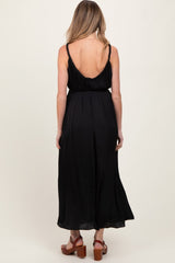 Black Braided Neckline Maternity Maxi Dress
