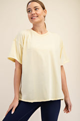 Yellow Boxy Raw Edge Short Sleeve Tee