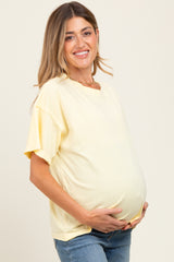 Yellow Boxy Raw Edge Maternity Short Sleeve Tee