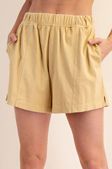 Yellow Hidden Drawstring Shorts