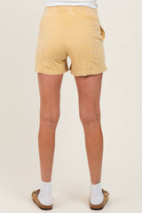Yellow Hidden Drawstring Maternity Shorts