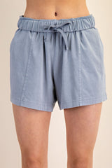 Blue Hidden Drawstring Shorts