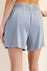 Blue Hidden Drawstring Shorts
