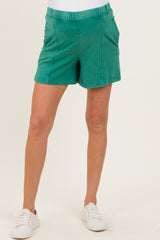Green Hidden Drawstring Maternity Shorts