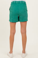 Green Hidden Drawstring Maternity Shorts