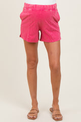 Fuchsia Hidden Drawstring Maternity Shorts