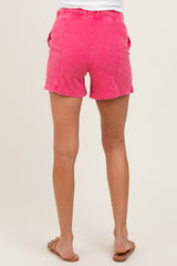 Fuchsia Hidden Drawstring Maternity Shorts