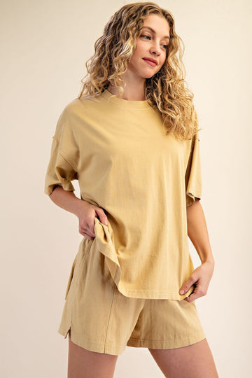 Yellow Washed Oversized Boxy Tee