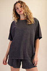 Black Washed Oversized Boxy Maternity Tee