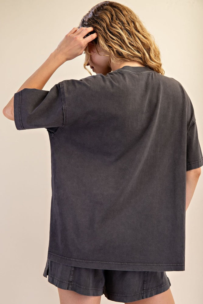 Black Washed Oversized Boxy Tee