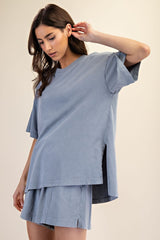 Blue Washed Oversized Boxy Tee