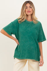 Green Washed Oversized Boxy Maternity Tee
