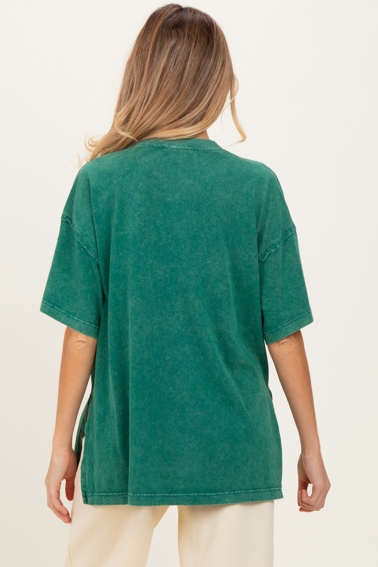 Green Washed Oversized Boxy Maternity Tee