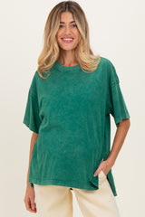 Green Washed Oversized Boxy Maternity Tee
