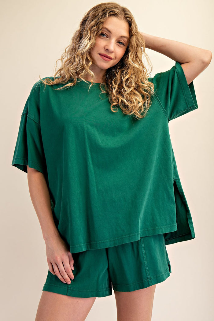 Green Washed Oversized Boxy Maternity Tee