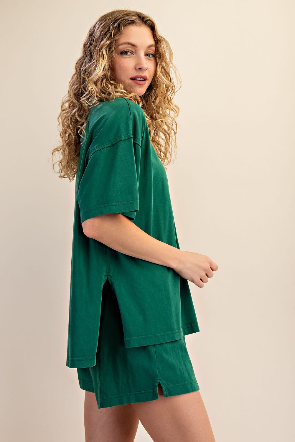 Green Washed Oversized Boxy Tee
