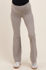 Taupe Active Pocket Flared Maternity Leggings