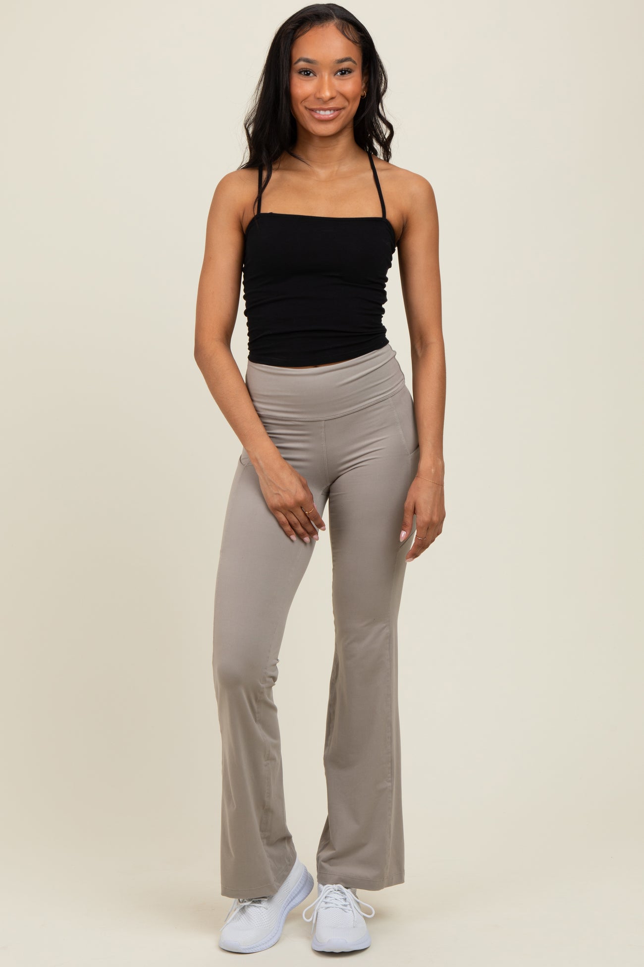 Taupe Active Pocket Flared Leggings