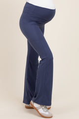 Navy Active Pocket Flared Maternity Leggings
