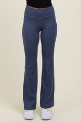 Navy Active Pocket Flared Leggings