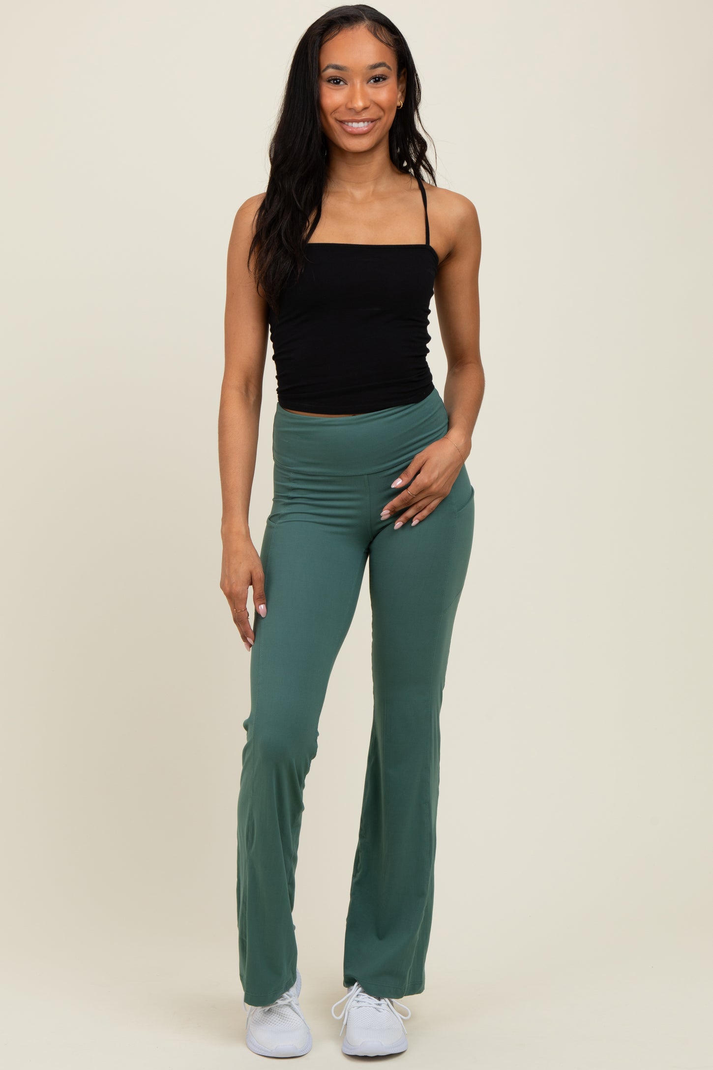 Forest Green Active Pocket Flared Leggings