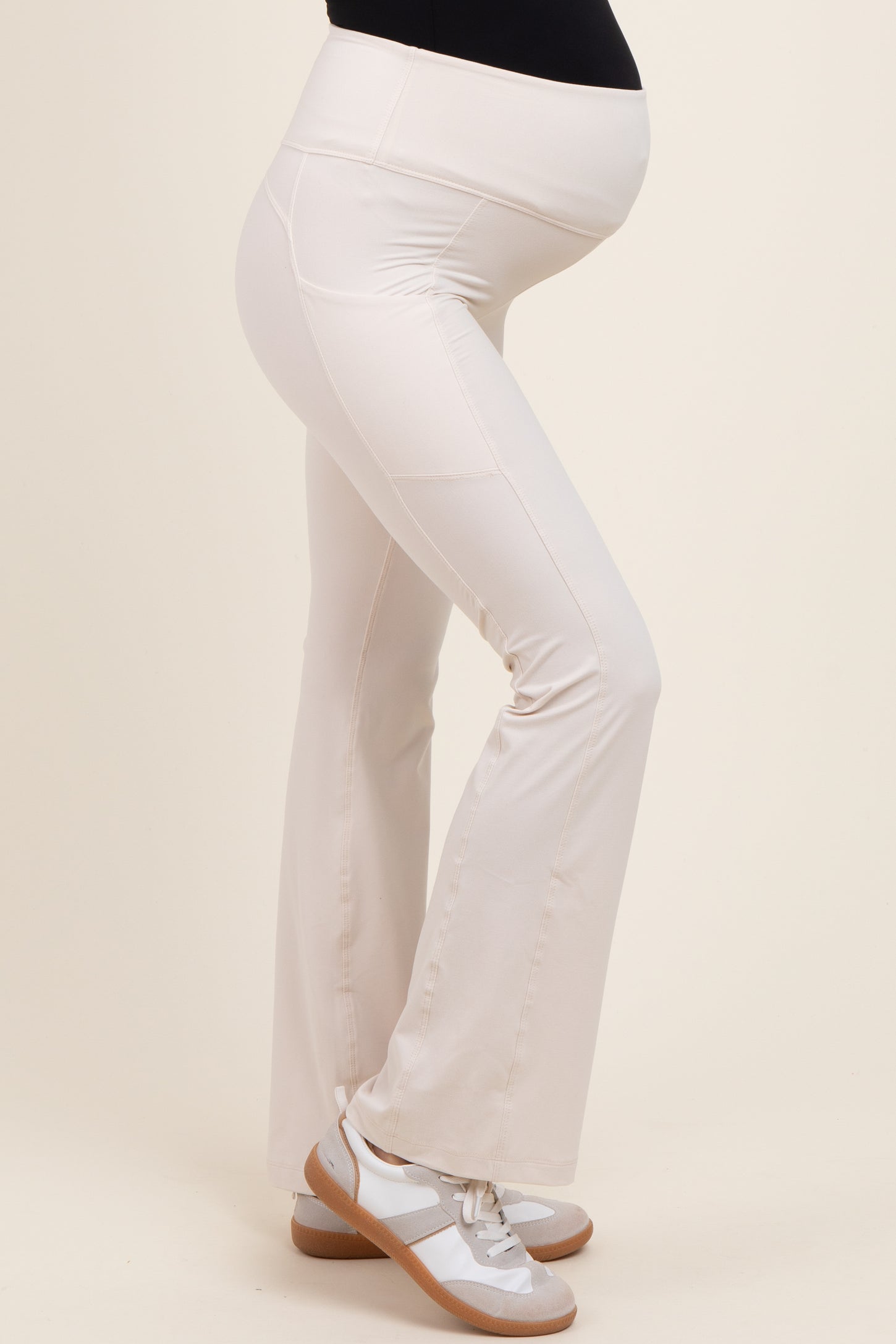 Ivory Active Pocket Flared Maternity Leggings