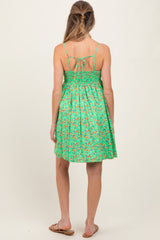 Green Floral Sleeveless Maternity Mini Dress