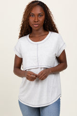 Heather Gray Double Layer Short Sleeve Nursing Top