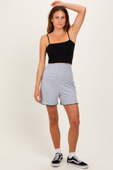 Heather Gray Ribbed Maternity High Waisted Lounge Shorts