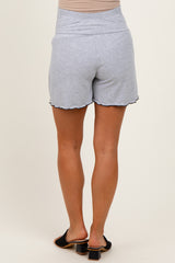 Heather Gray Ribbed Maternity High Waisted Maternity Lounge Shorts