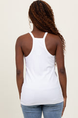 White V-Neck Racerback Tank Top