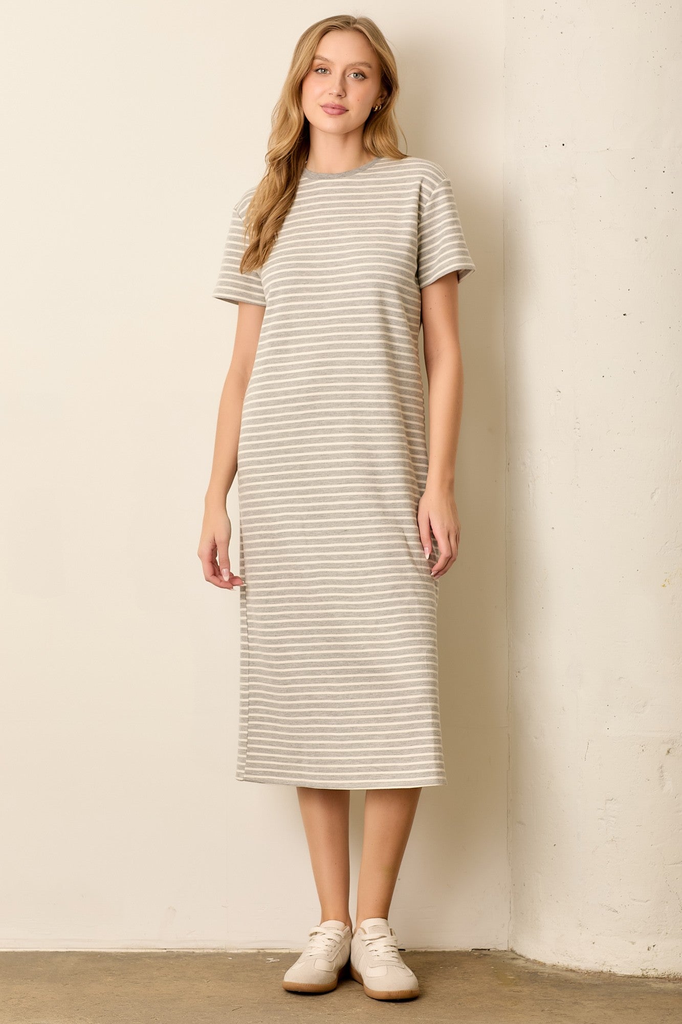 striped t shirt midi dress Mabelle Striped T-Shirt Midi Dress