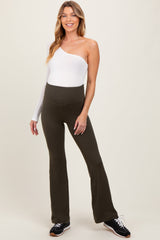 Olive Maternity Flared Leggings