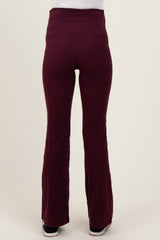Burgundy Maternity Flared Leggings