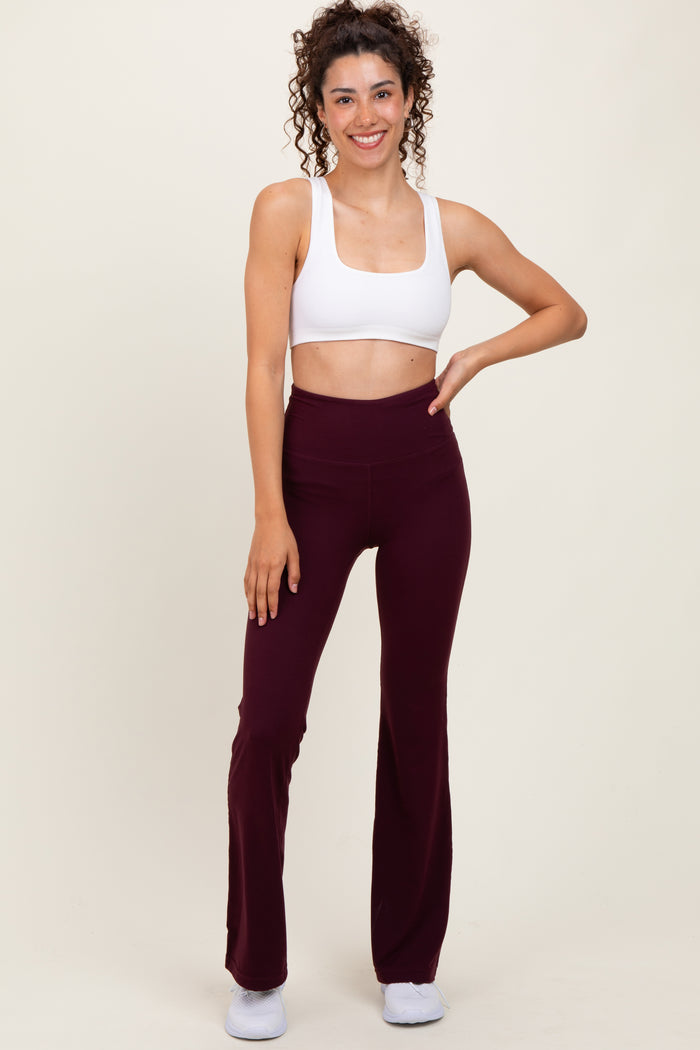 Burgundy Maternity Flared Leggings