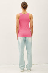 Hot Pink Sleeveless Ribbed Top