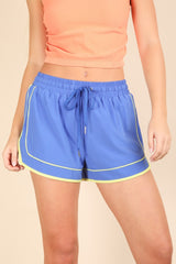 Royal Blue Lined Active Drawstring Shorts