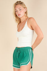 Green Lined Active Drawstring Maternity Shorts
