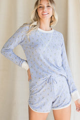 Blue Floral Long Sleeve Maternity Top